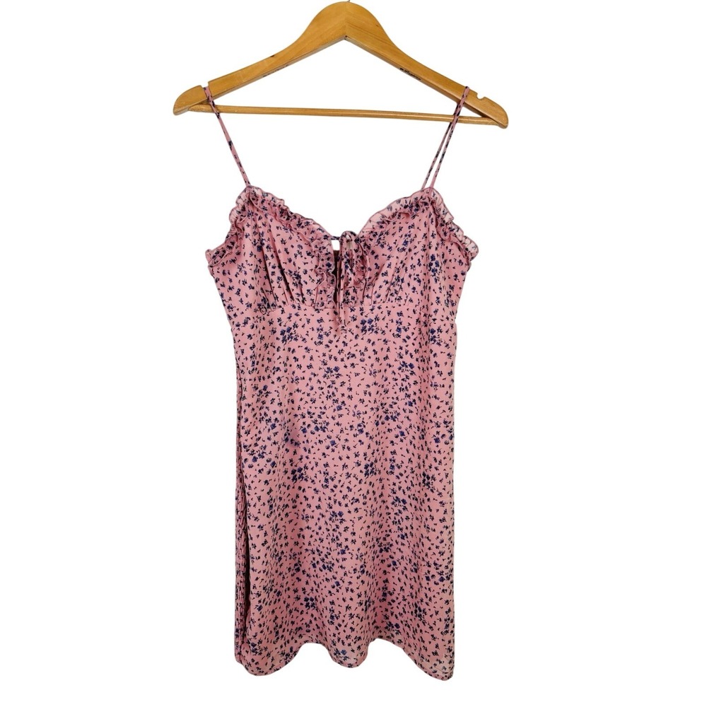 Windsor Size Large Pink Floral Smocked Mini Dress Sleeveless Spaghetti Strap